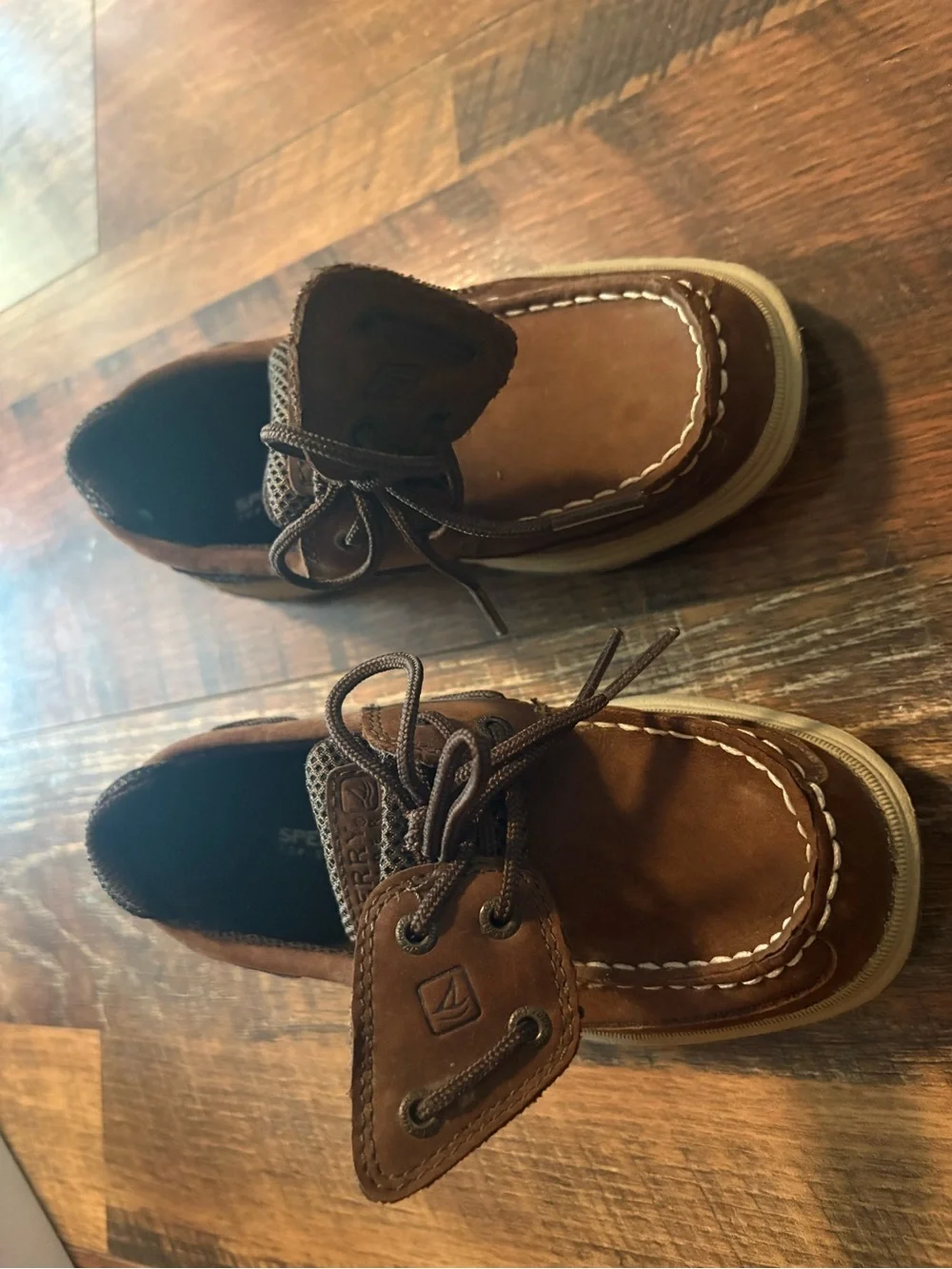 Sperry Kids Brown Suede Moccasins with Tan Sole
